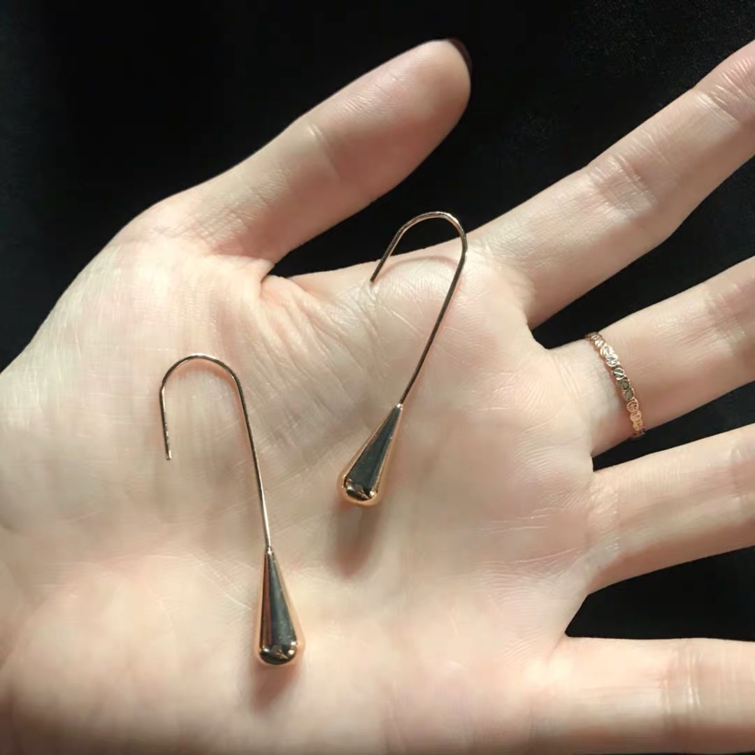 レディースピアス しずく型ロングドロップフックピアス