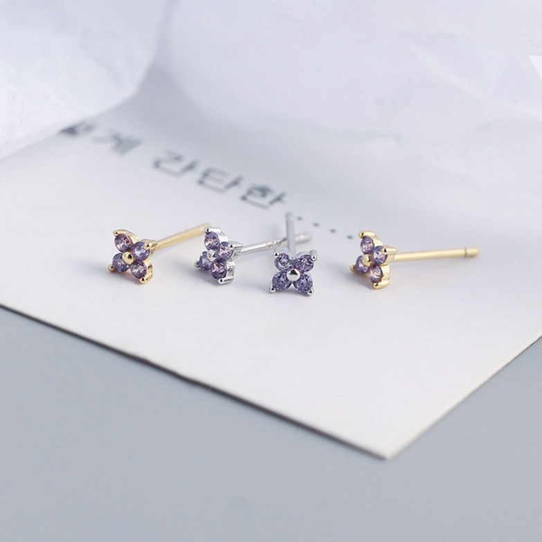 ピアスレディース 可愛い花型ダイヤモンドスタッドピアス