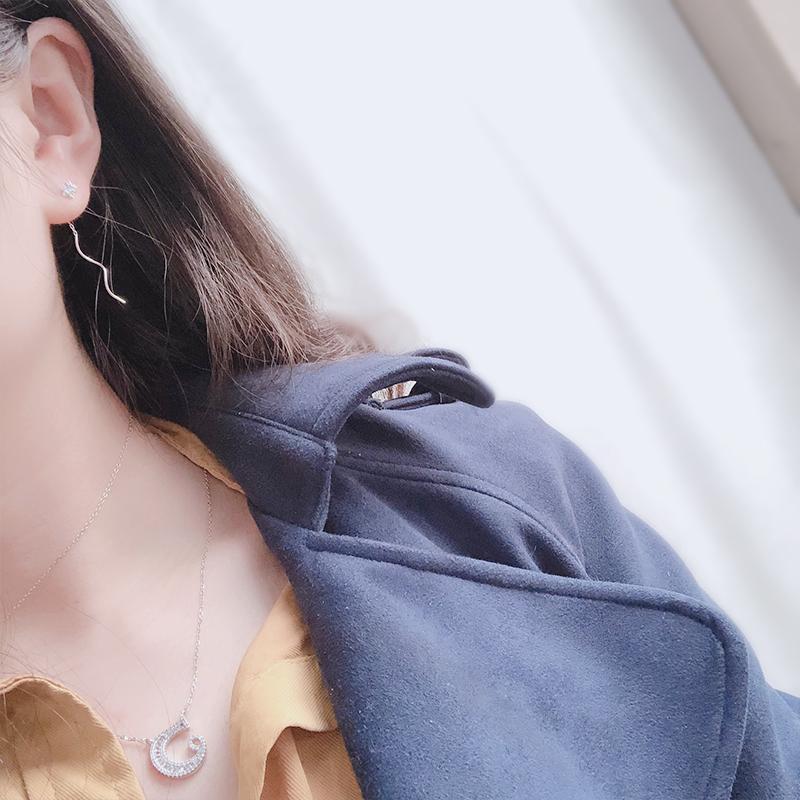 レディースピアス 星形ジルコニア波型チェーン揺れるピアス