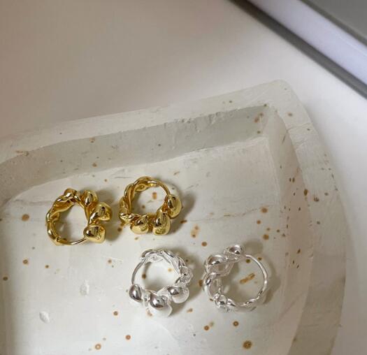 ピアスレディース 上品フープピアス 重ね付け風 金属製 復古調 女性用アクセサリー