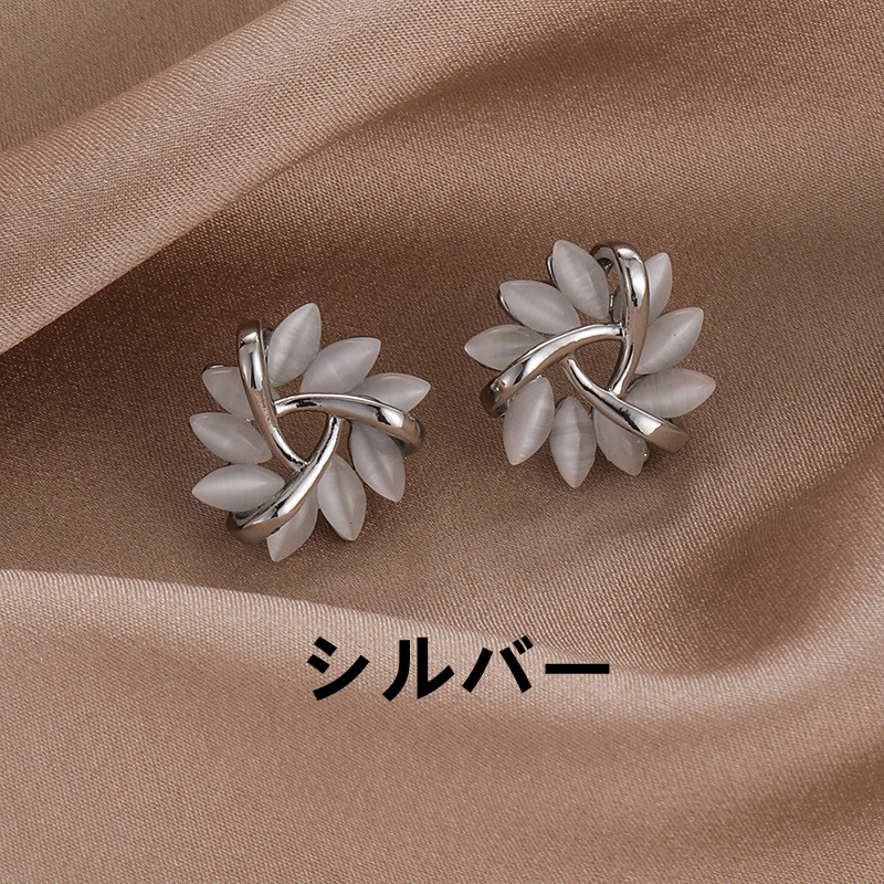 ピアスレディース 花モチーフ スタッドピアス 上品デザイン 立体リボン風
