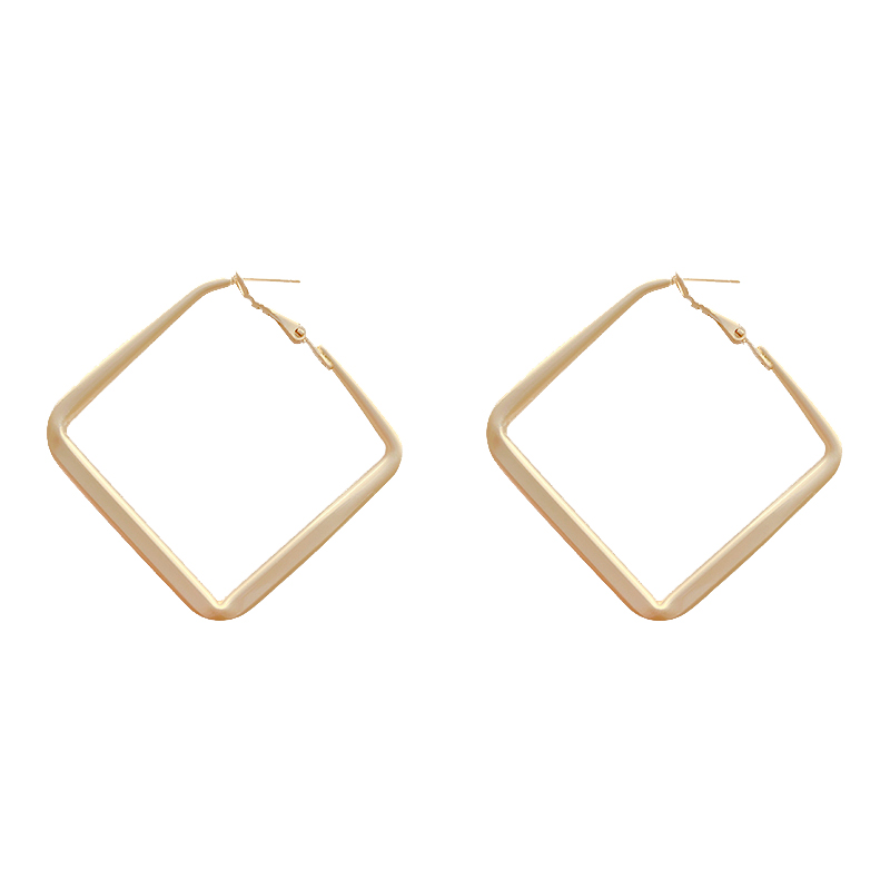 レディースピアス 幾何学的四角形フープピアス
