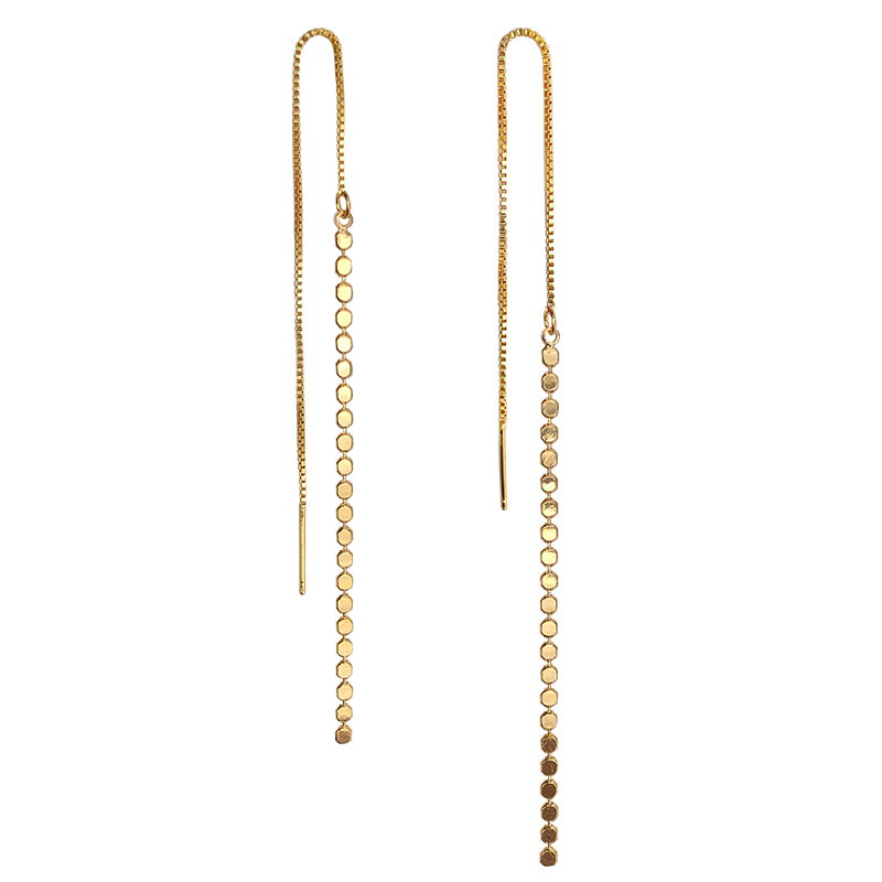 レディースピアス 連続小粒丸玉チェーン糸通し揺れるピアス