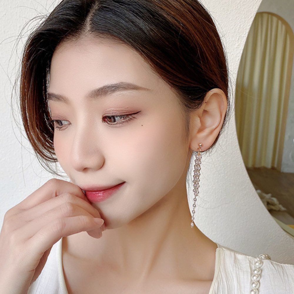 ピアスレディース 真珠ロングピアス 揺れる上品な韓国風