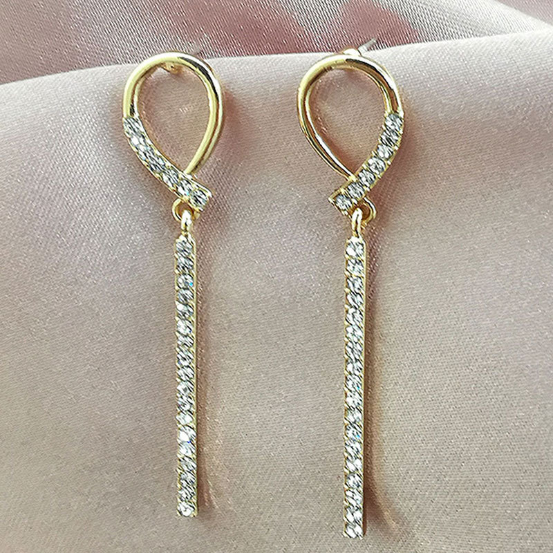 ピアスレディース ロング ラインストーン ピアス 金属製 上品 耳飾り プレゼント