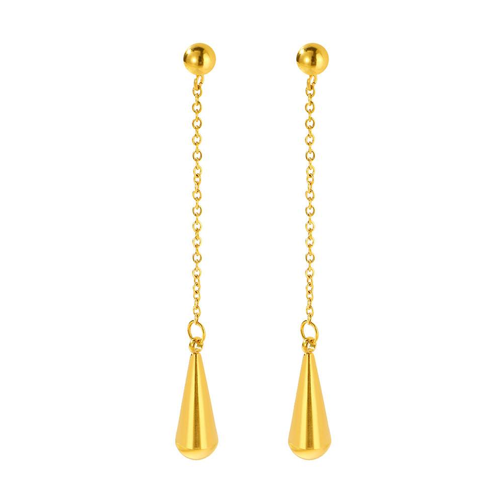 レディースピアス 雫型チャーム付き華奢チェーンロングピアス