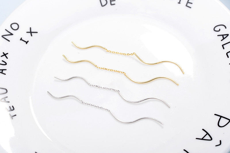 レディースピアス 流線型曲線チェーン揺れるピアス