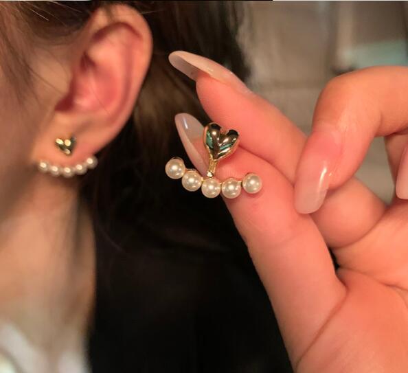 ピアスレディース 韓国風ハートパールスタッドピアス トレンド飾りアクセサリー