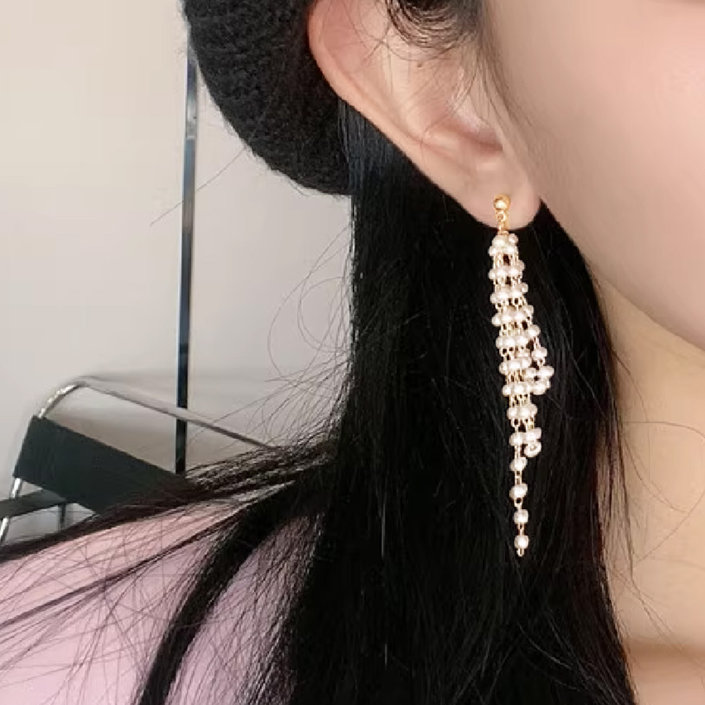 ピアスレディース 真珠ロングピアス 揺れる上品な韓国風
