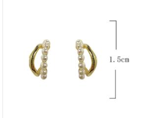 ピアスレディース 真珠装飾フープピアス 金属製レトロ風アクセサリー