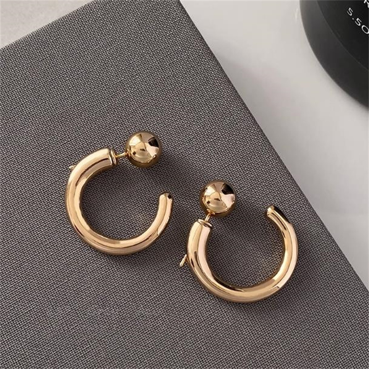 ピアスレディース 金色フープピアス 二通り着用 上品レトロ風デザイン