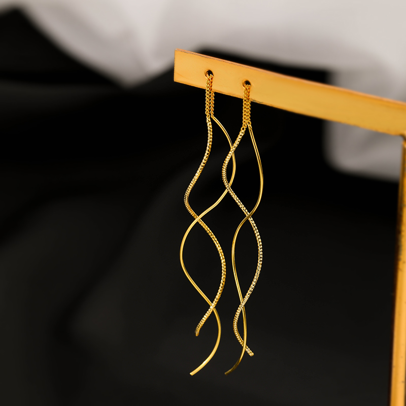 レディースピアス 流れるような曲線が美しい螺旋型ロングピアス