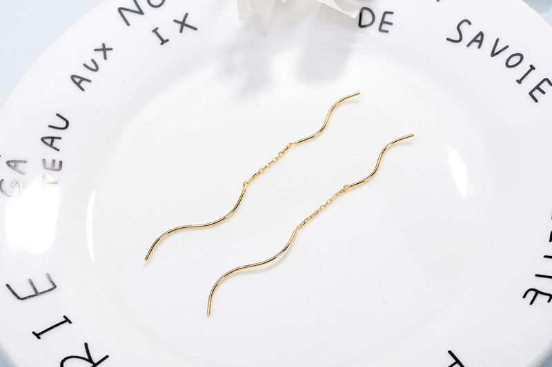 レディースピアス 流線型曲線チェーン揺れるピアス