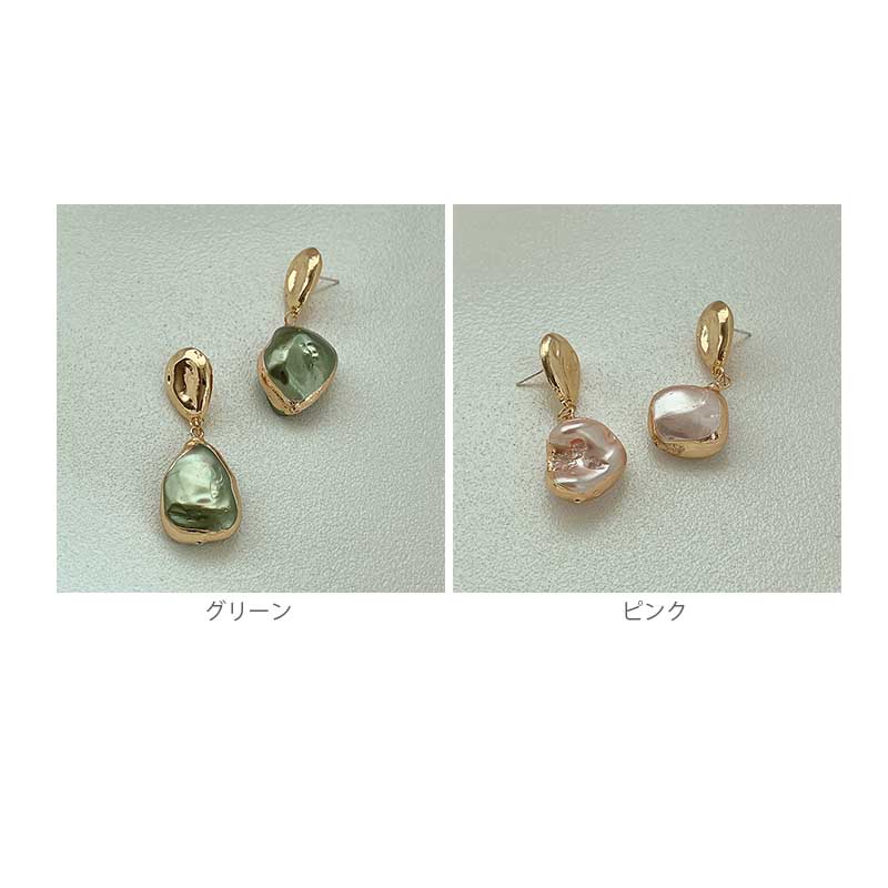 ピアスレディース バロックパール調フックピアス 華やか高見えゴールド