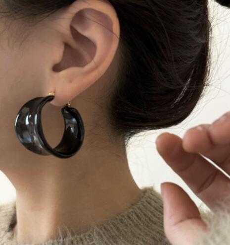 ピアスレディース べっ甲風フープピアス レディース イヤリング アクセサリー