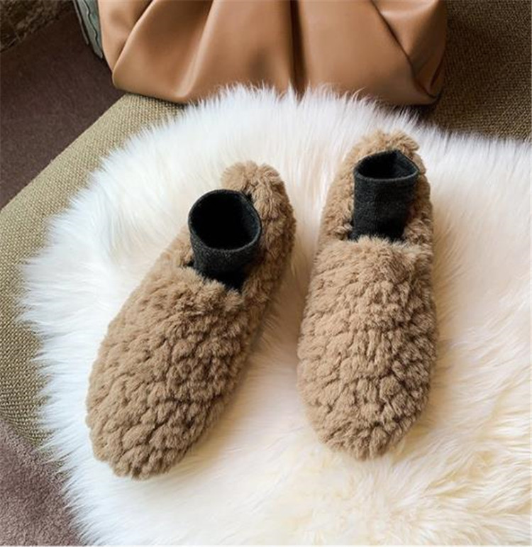 レディーススリッポン 幅広対応 ふわふわ裏起毛 厚底 もこもこスリッパ