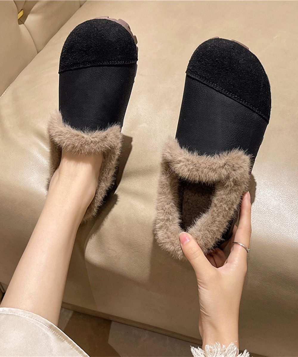 レディーススリッポン 幅広モカシン 女性用 裏起毛 暖かい冬用履物