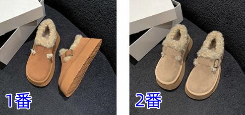 レディーススリッポン 2024新作 女性用厚底保温靴 もこもこ裏起毛 2色展開