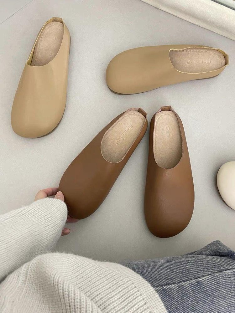 レディーススリッポン 幅広ぺたんこサンダル レディース かかとなし ソフト素材 ミュール