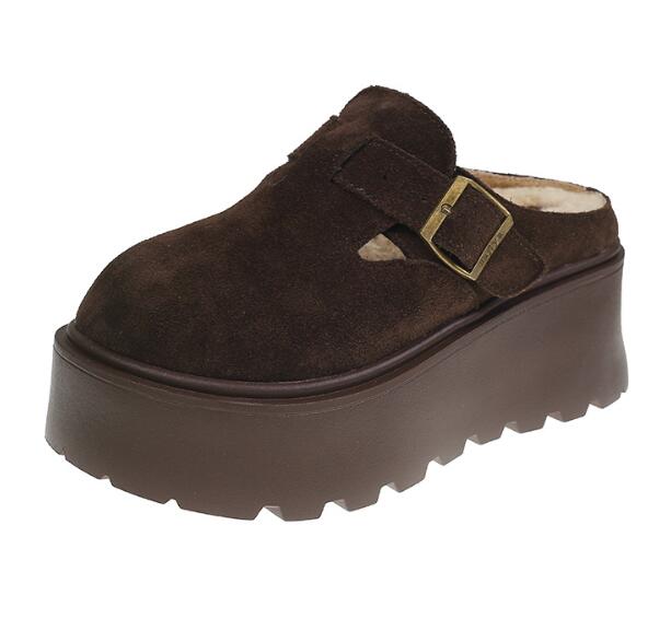 レディーススリッポン レディース厚底保温シューズ★3色展開