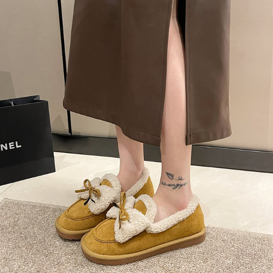 レディーススリッポン 幅広対応 ムートン調裏ボア ショートブーツ 暖かい冬靴