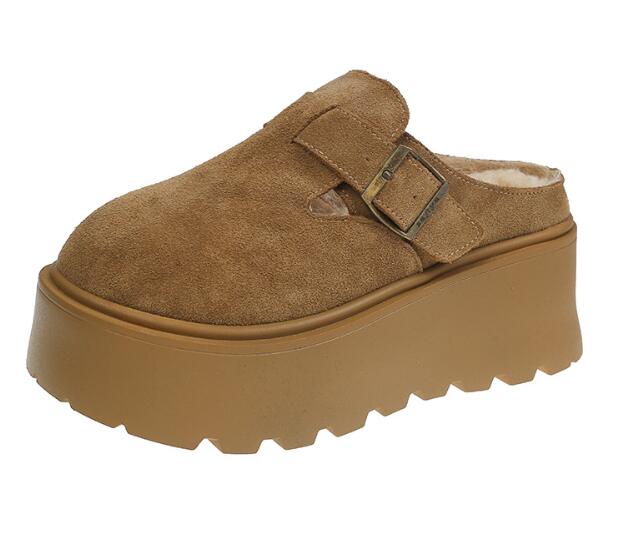 レディーススリッポン レディース厚底保温シューズ★3色展開