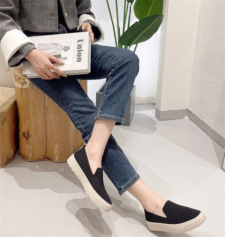 レディーススリッポン 厚底フラット楽ちんペダル靴レディース