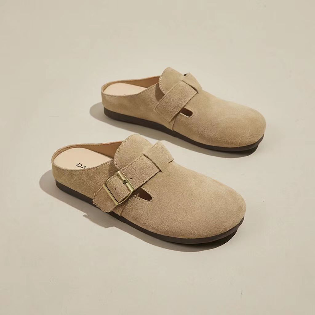 レディーススリッポン 幅広設計かかとなしフラットスリッパ靴