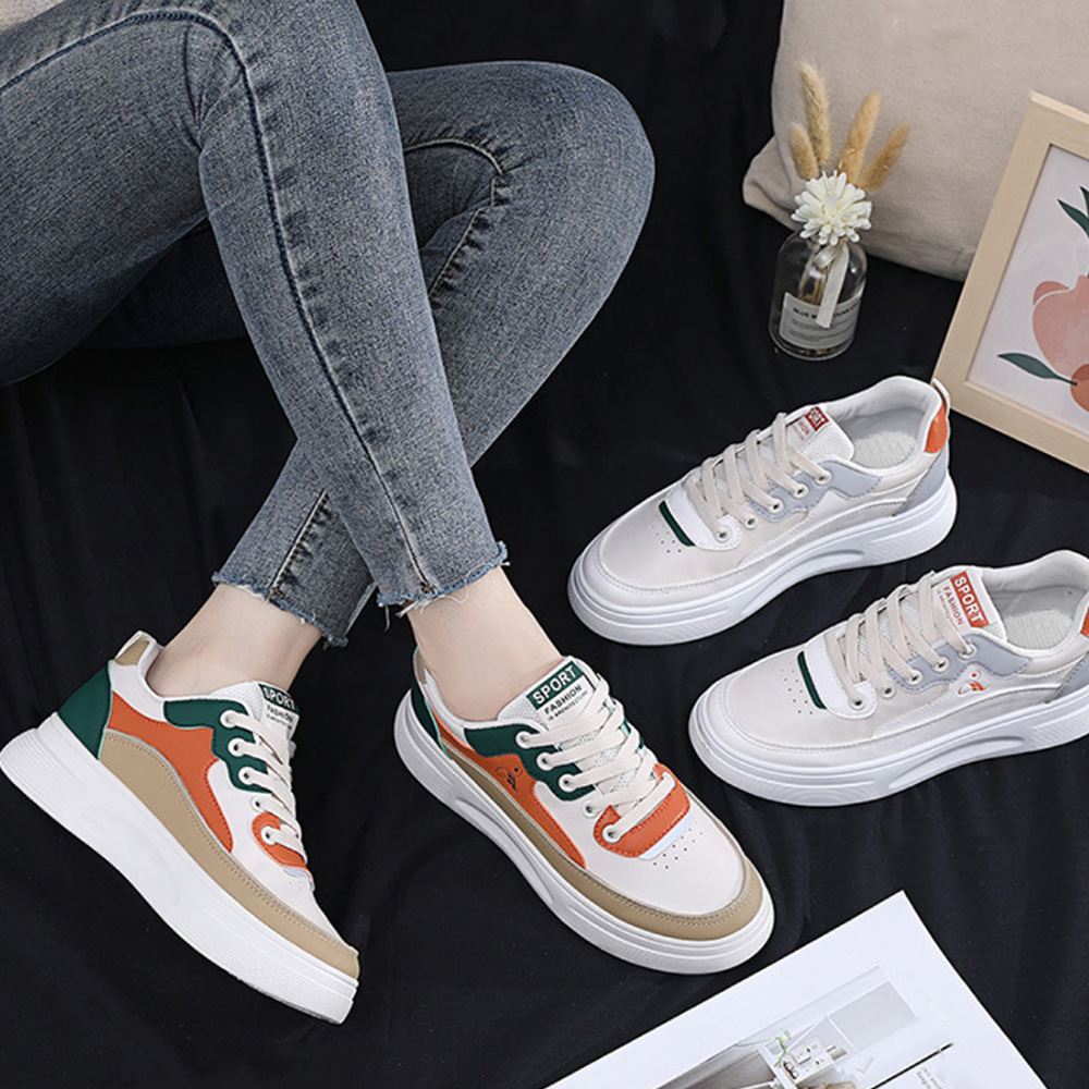 レディーススリッポン 厚底配色スニーカー レディース美脚ローカット靴