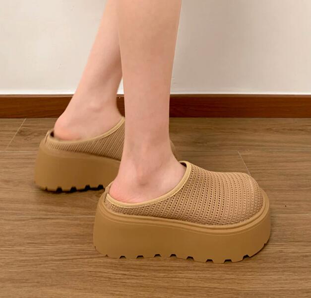 レディーススリッポン レディース厚底つっかけサンダル メッシュ編み軽量