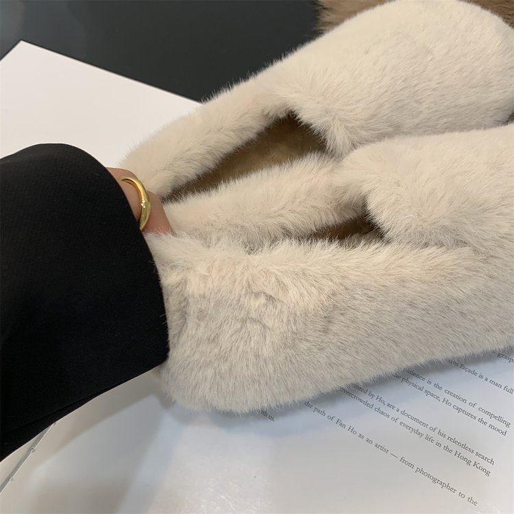 レディーススリッポン 幅広対応 ふわもこ起毛ボア 秋冬防寒スリッポン