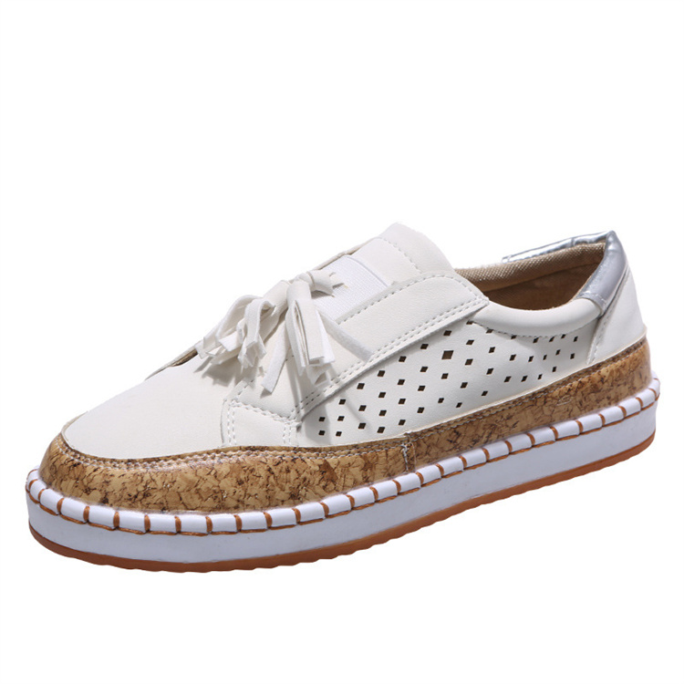 房飾り付き厚底丸先靴 秋の新作レディーススリッポン