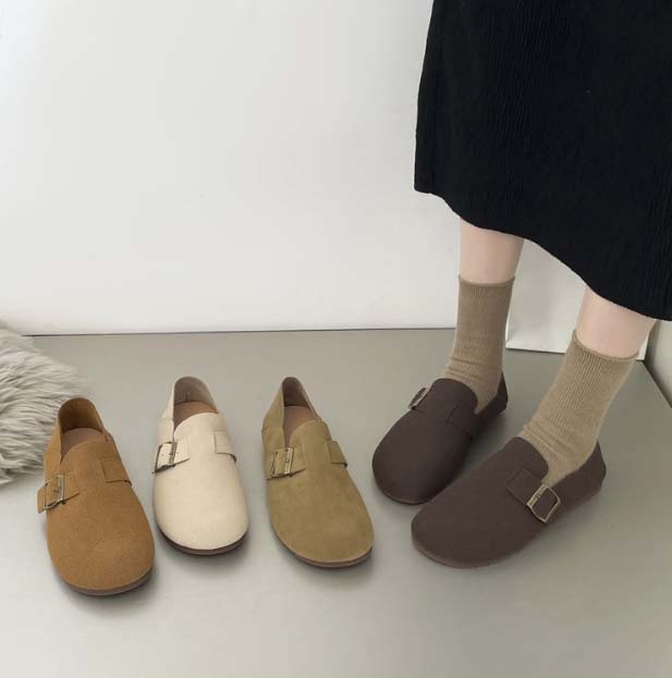 レディーススリッポン 幅広設計 レディース ぺたんこ ミュール かかとなし 履きやすい靴