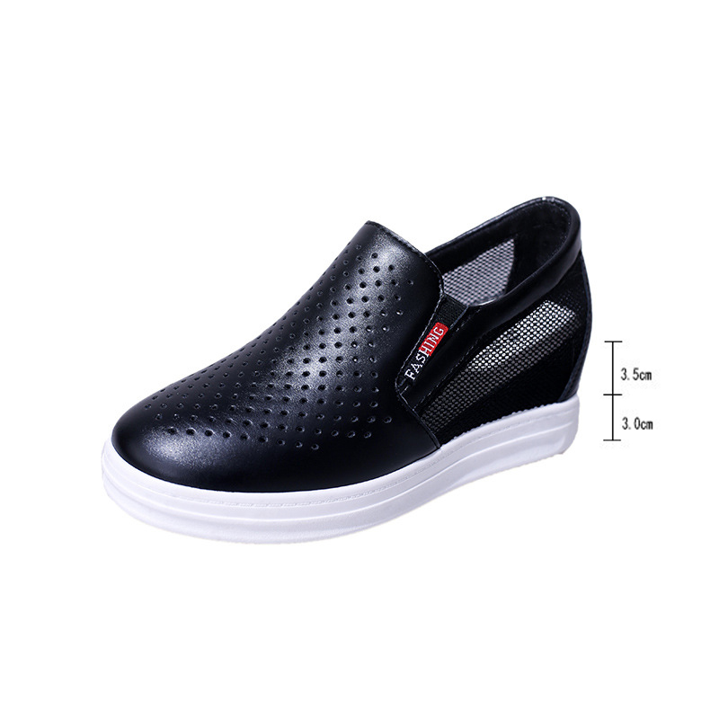 レディーススリッポン 春夏新作 厚底スニーカー 軽量通気性 美脚効果 レザー調