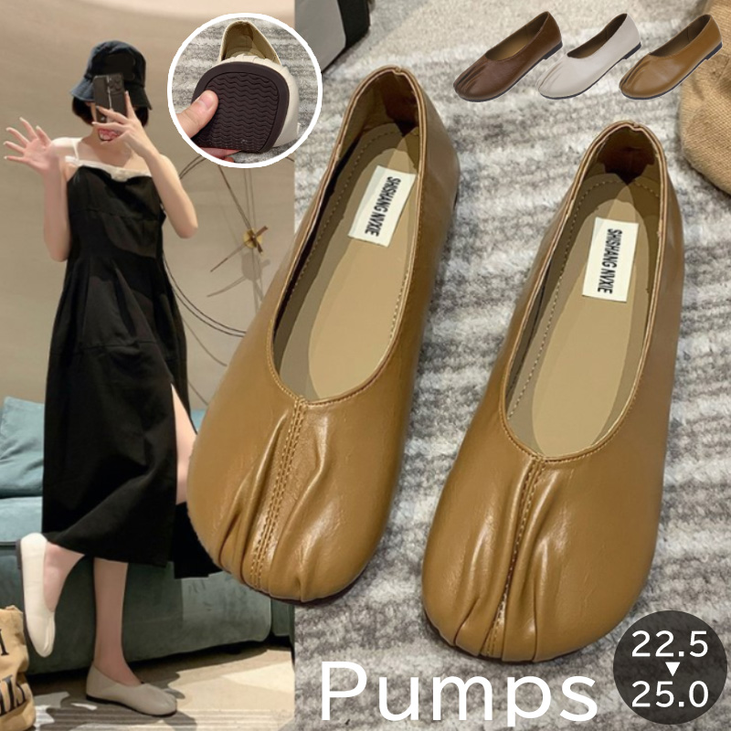 レディーススリッポン レディース足袋型フラットシューズぺたんこ幅広