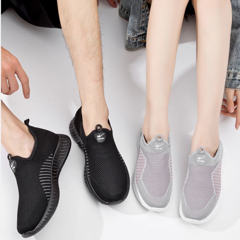 レディーススリッポン 軽量通気性メッシュ厚底スリッポンシューズ