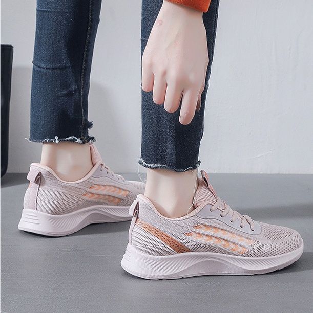 レディーススリッポン 通気性抜群メッシュ編み上げ厚底運動靴