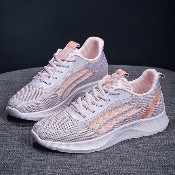 レディーススリッポン 通気性抜群メッシュ編み上げ厚底運動靴