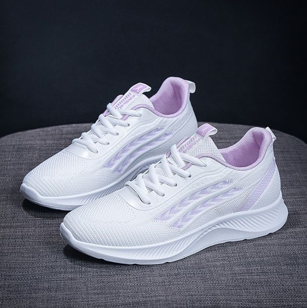 レディーススリッポン 通気性抜群メッシュ編み上げ厚底運動靴