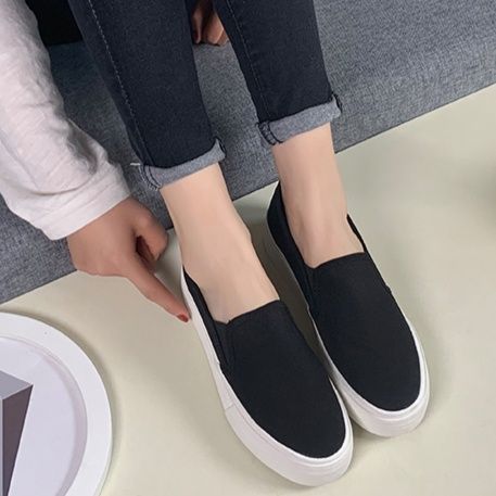 レディーススリッポン シンプル厚底スリッポン履き心地抜群カジュアルシューズ