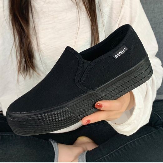 レディーススリッポン シンプル厚底スリッポン履き心地抜群カジュアルシューズ