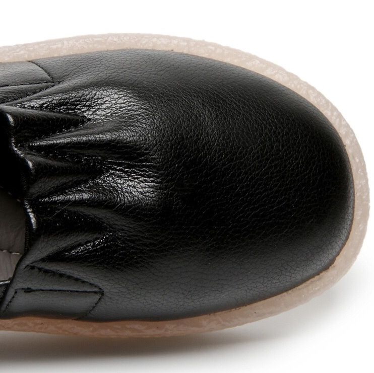 レディーススリッポン ふんわりギャザー入り本革幅広スリッポン