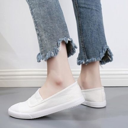 レディーススリッポン 快適幅広キャンバス地レディーススリッポン