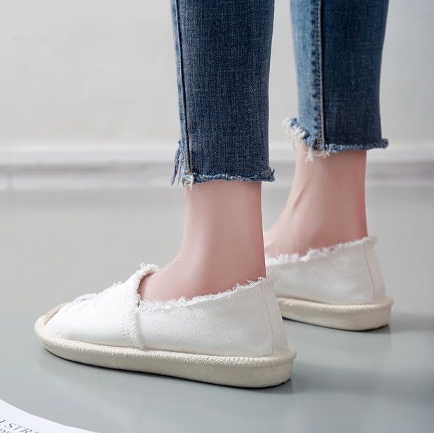 レディーススリッポン ダメージ加工キャンバス地レディーススリッポン