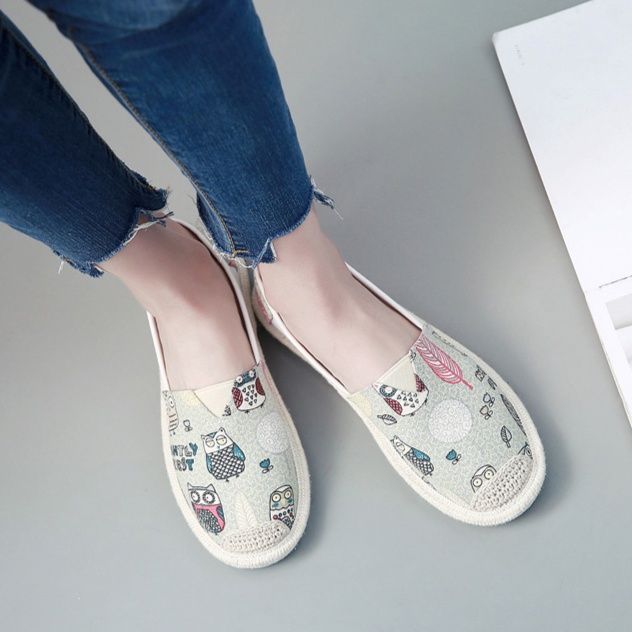 レディーススリッポン 森の仲間達刺繍デザイン幅広レディーススリッポン