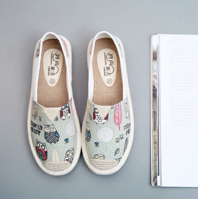 レディーススリッポン 森の仲間達刺繍デザイン幅広レディーススリッポン