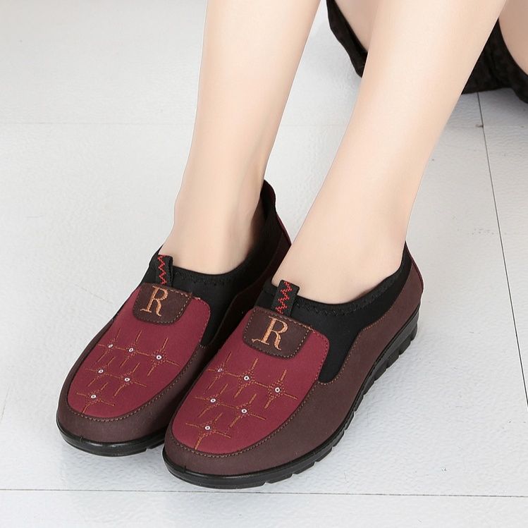 レディーススリッポン 老北京布鞋風格厚底レディーススリッポン