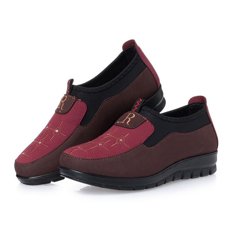 レディーススリッポン 老北京布鞋風格厚底レディーススリッポン