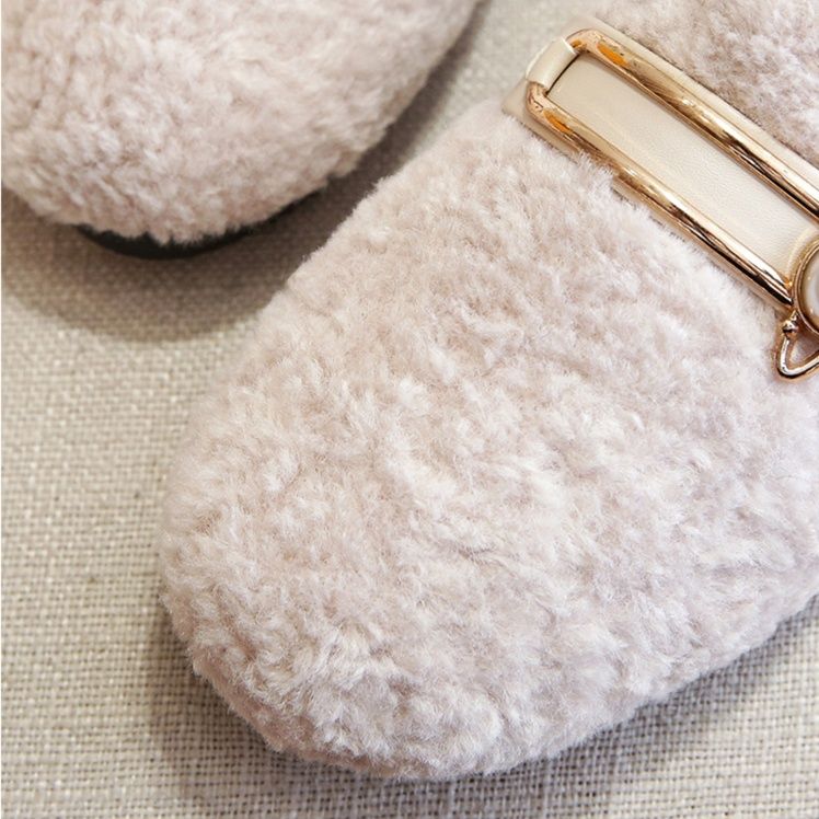 レディーススリッポン 真珠金具付きボアレディーススリッポン