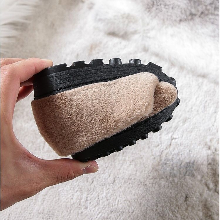 レディーススリッポン ふわふわファー素材リボン付きぺたんこ靴